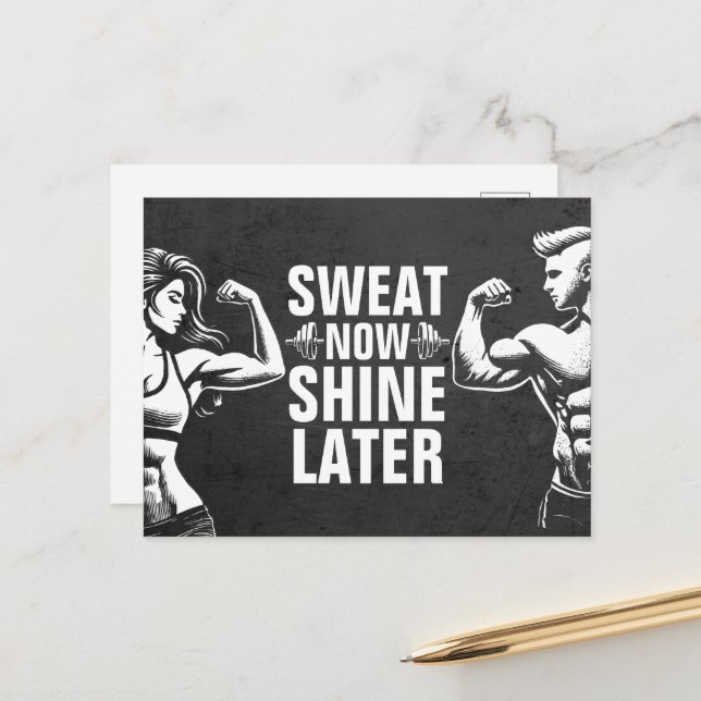Fitness Gym Workout Bodybuilding Motivational Postcard (Front/Back In Situ)