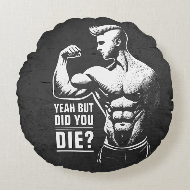 Fitness Gym Workout Bodybuilding Motivational Round Cushion (Front)
