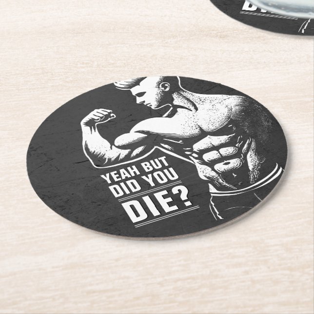 Fitness Gym Workout Bodybuilding Motivational Round Paper Coaster (Angled)