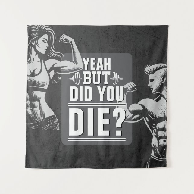 Fitness Gym Workout Bodybuilding Motivational Tapestry (Front)