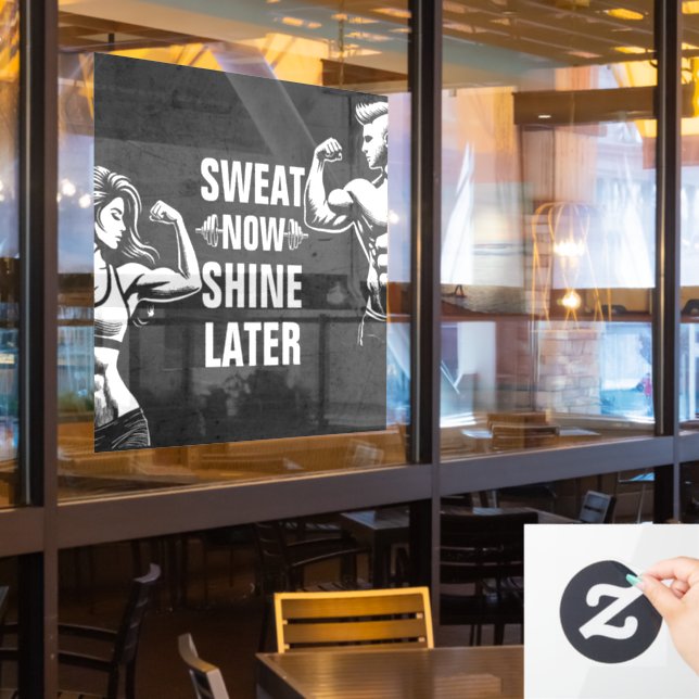 Fitness Gym Workout Bodybuilding Motivational Window Cling (Restaurant Window)