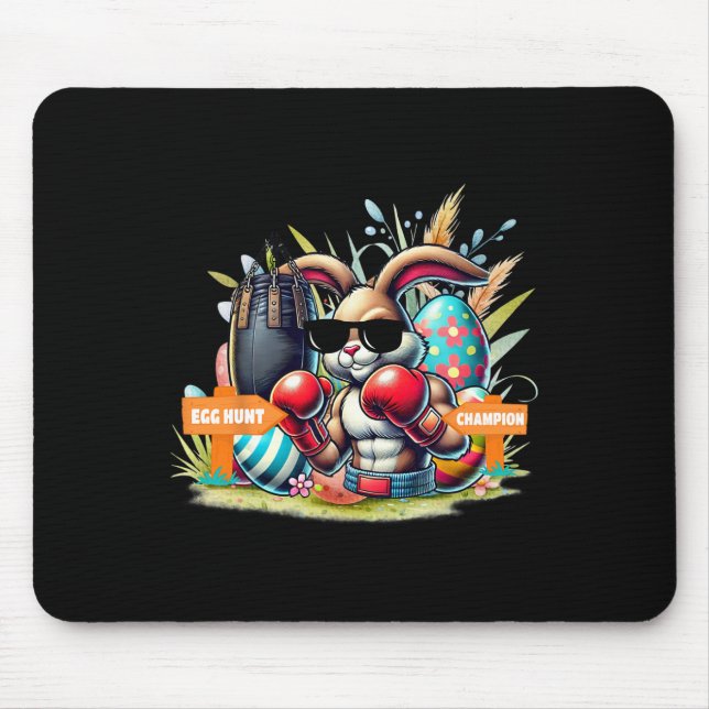 Fitness Gym Workout Egg Hunt Boxing Easter Bunny  Mouse Mat (Front)