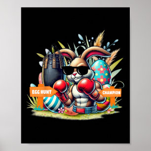 Fitness Gym Workout Egg Hunt Boxing Easter Bunny Poster