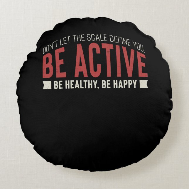 Fitness Gym Workout Motivation Round Cushion (Front)