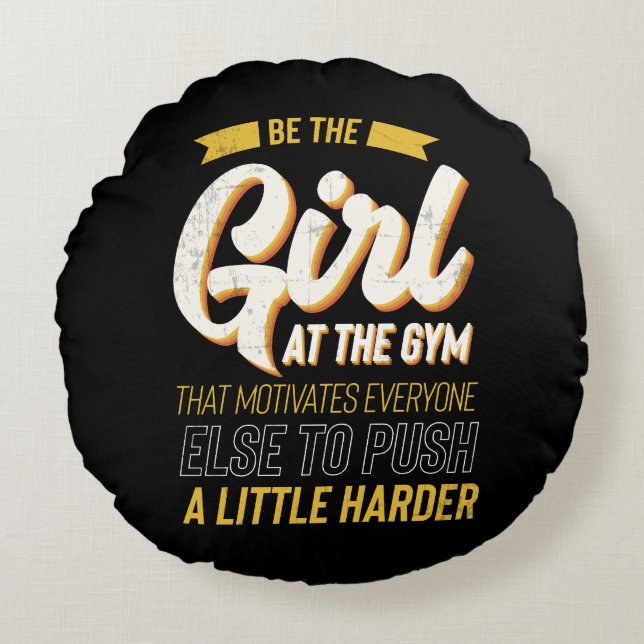 Fitness Gym Workout Motivation Womens Round Cushion (Front)