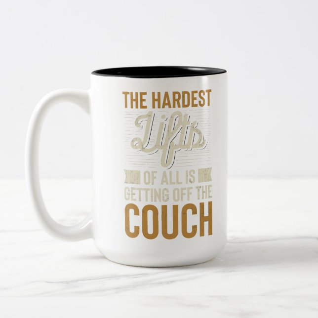 Fitness Gym Workout Weightlifting Quote Two-Tone Coffee Mug (Left)