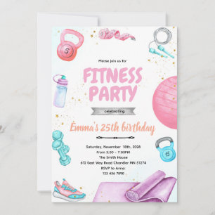 Fitness gymnastic party theme invitation