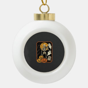 Fitness Halloween Skeleton Ghost Pumpkin Workout D Ceramic Ball Christmas Ornament