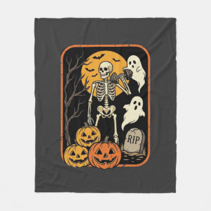 Fitness Halloween Skeleton Ghost Pumpkin Workout D Fleece Blanket