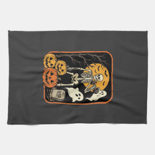 Fitness Halloween Skeleton Ghost Pumpkin Workout D Tea Towel