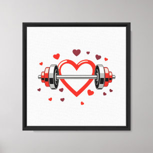 Fitness Heart Barbell Valentines Day Gym Workout Canvas Print