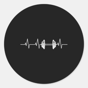 Fitness Heartbeat Dumbbell Heartline Bodybuilding Classic Round Sticker