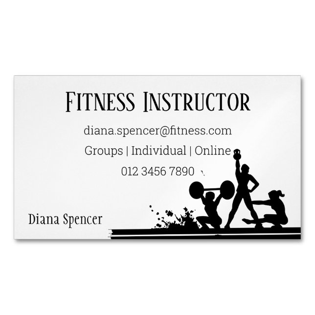 Fitness Instructor Magnetic Business Card (Front)