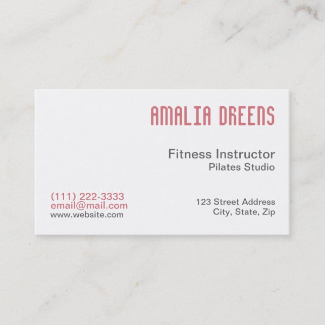 Fitness Instructor on white Business Card (Front)