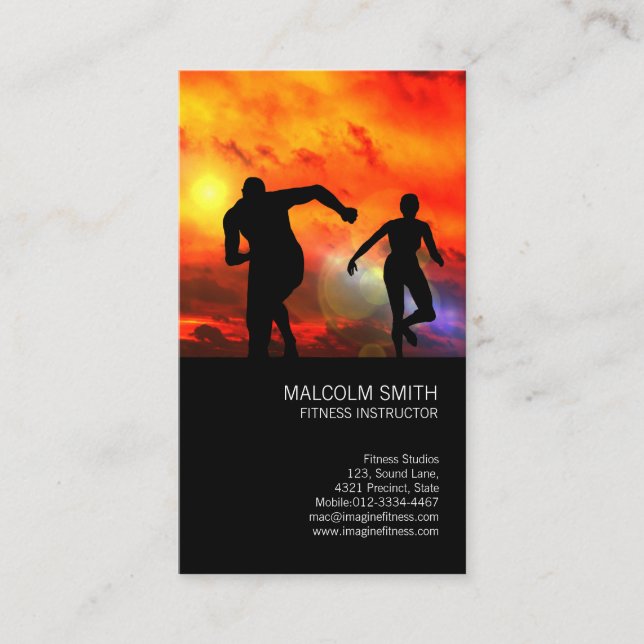 Fitness Instructor Runners In The Sunset Business Card (Front)