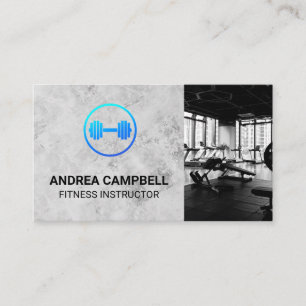 Fitness Instructor   Weights   Gym   Dumbbell Logo Business Card