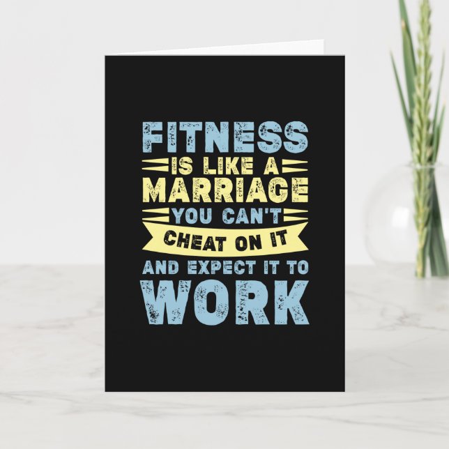 Fitness Is Like Marriage Funny Workout Quote Card (Front)