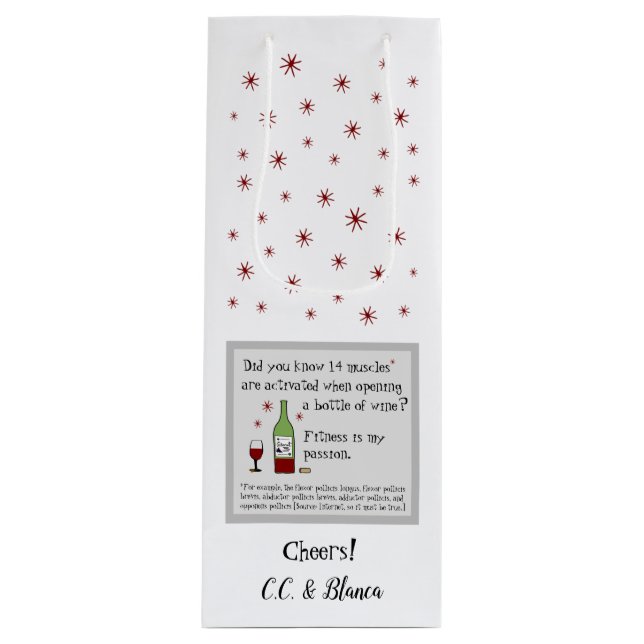 Fitness Is My Passion Funny Wine Quote Wine Gift Bag (Front)