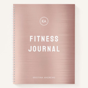 Fitness Journal Pink Rose Gold Monogrammed
