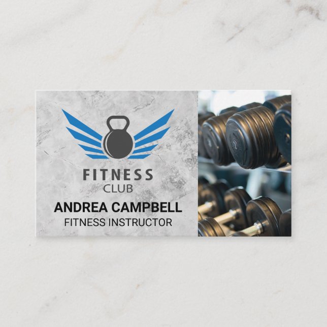 Fitness Kettle Bell Logo | Gym Weights Business Card (Front)