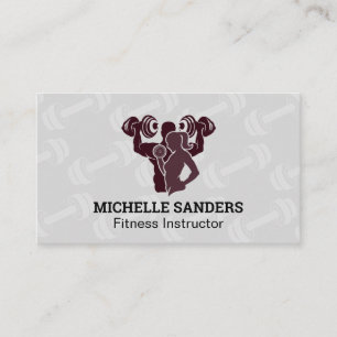 Fitness Logo   Dumbbell Pattern Business Card