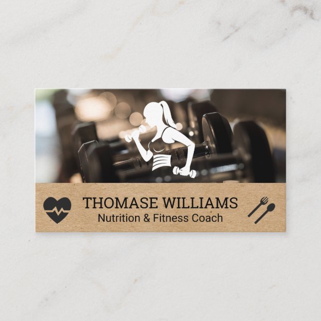 Fitness Logo | Gym and Weights Business Card (Front)