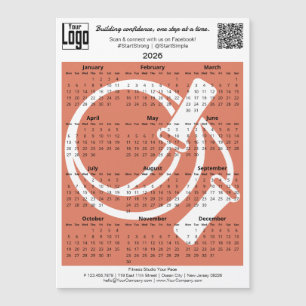 Fitness Logo QR-code Orange 2026 Calendar Magnet