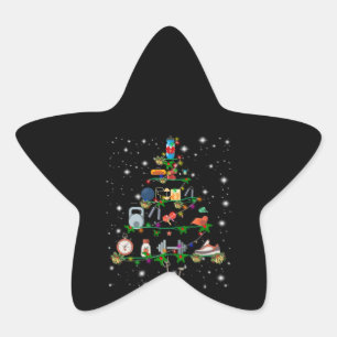 Fitness Lover Gymnastic Instrument Christmas Tree Star Sticker