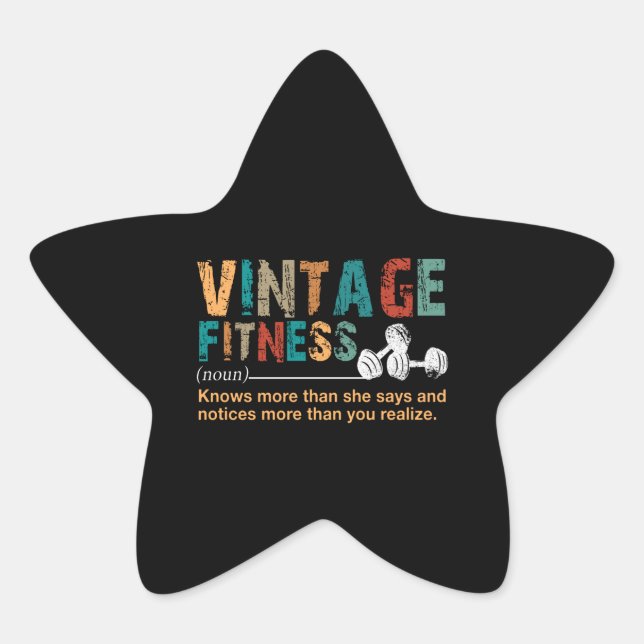 Fitness Lover|Vintage Fitness Definition Quote Star Sticker (Front)
