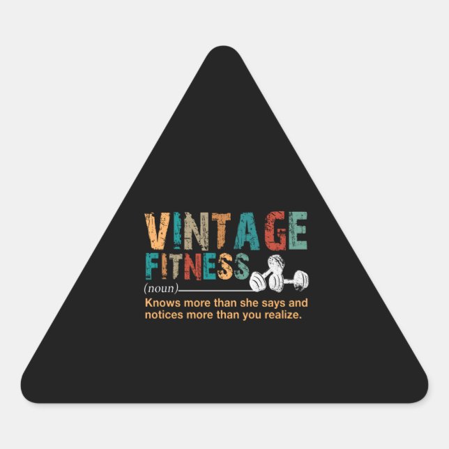 Fitness Lover|Vintage Fitness Definition Quote Triangle Sticker (Front)