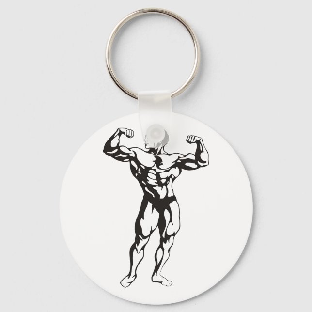 Fitness Man Muscles Key Ring (Front)