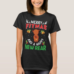 Fitness Merry Fitmas Happy New Rear T-Shirt