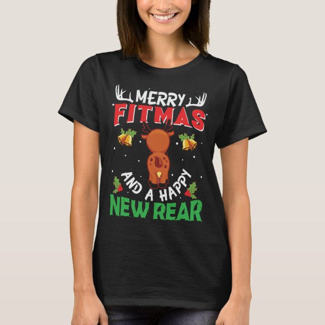 Fitness Merry Fitmas Happy New Rear T-Shirt (Front)
