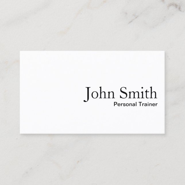 Fitness Minimalist Plain White Personal Trainer Business Card (Front)