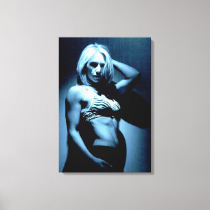 fitness model b&w wrapped canvas
