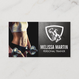 Fitness Model Holding Dumbbells   Fitness Logo Business Card