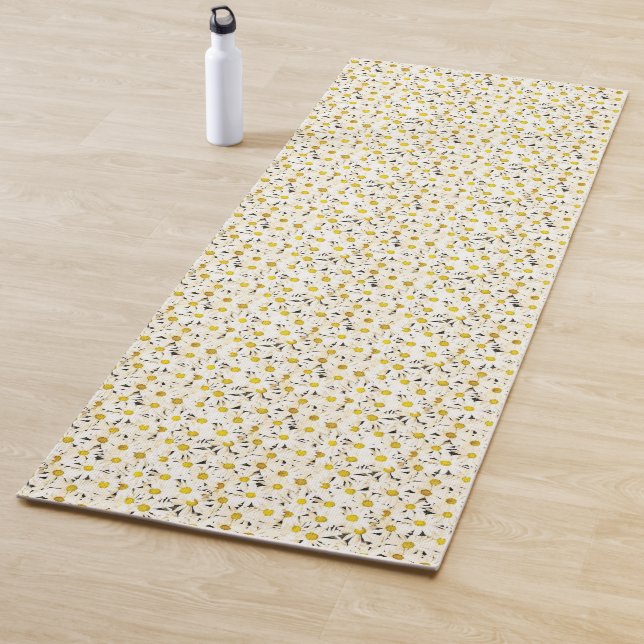Fitness Modern Template Elegant Nature Daisies Yoga Mat (In Situ)