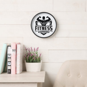 Fitness Motivation Graphic Strong & Active Life Clock
