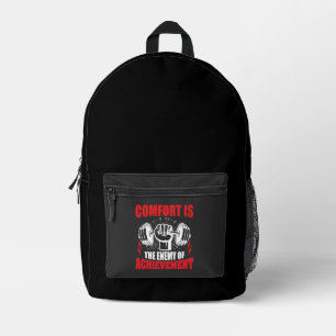 Fitness Motivation Quote Dumbbell Lifting Gym Printed Backpack