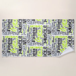 Fitness Motivation Typography Design Beach Towel