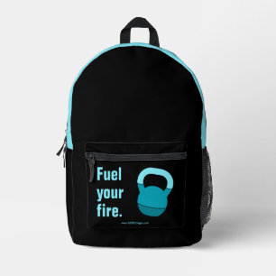 Fitness Motto Fuel Your Fire Electric-Blue Black Printed Backpack