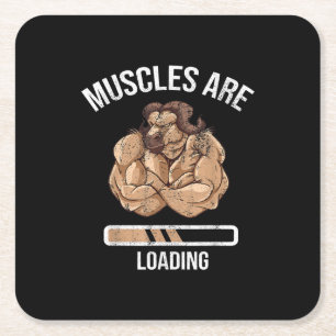 Fitness Muscle Loading Bullock Ox Sport Gym Square Paper Coaster