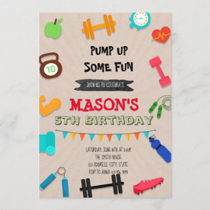 Fitness party birthday invitation