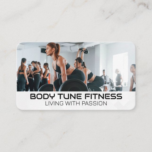 Fitness People Exercising in Gym Business Card (Front)