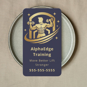 Fitness Personal Trainer Bodybuilding Coach Navy Business Card