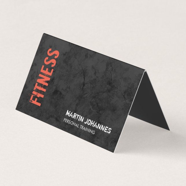 Fitness Personal Trainer Bodybuilding Modern Grey Business Card (Front)