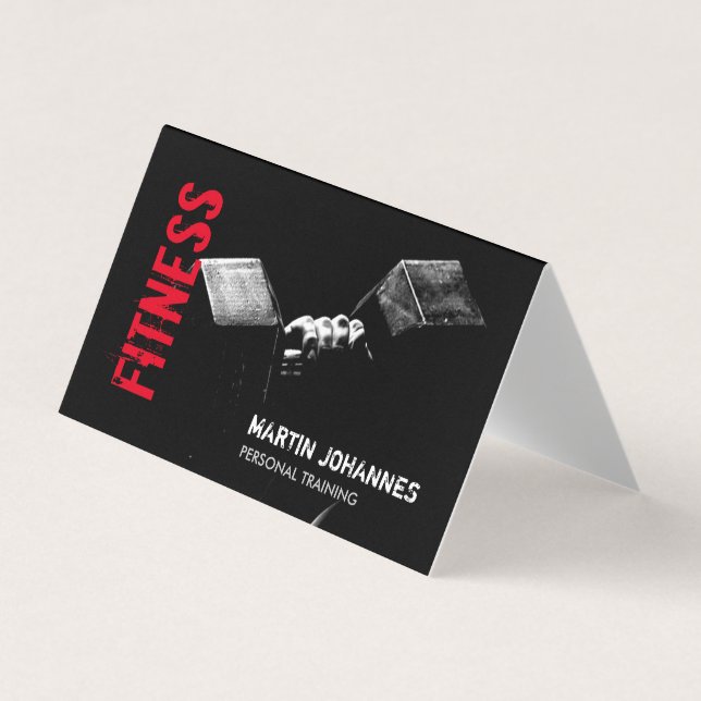 Fitness Personal Trainer Bodybuilding Modern Sharp Business Card (Front)