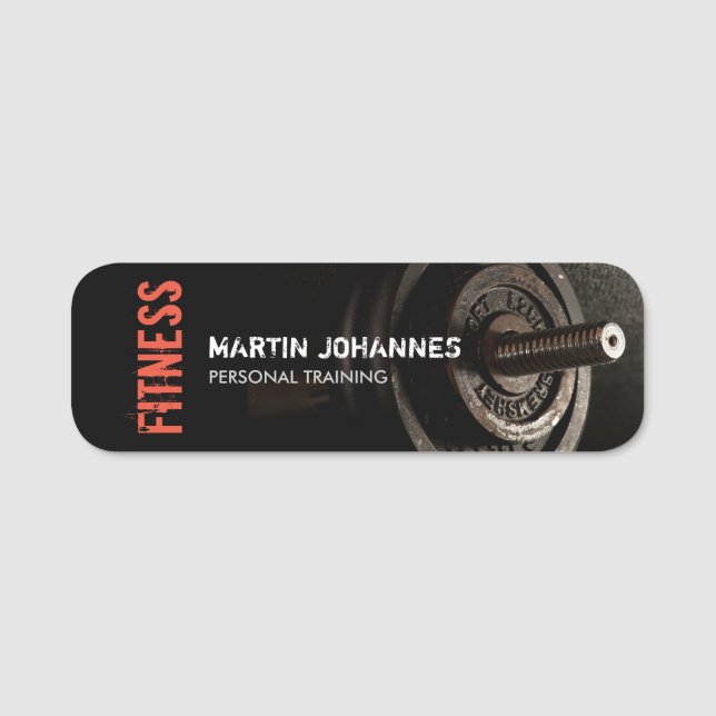 Fitness Personal Trainer Bodybuilding Modern Sharp Name Tag (Front)