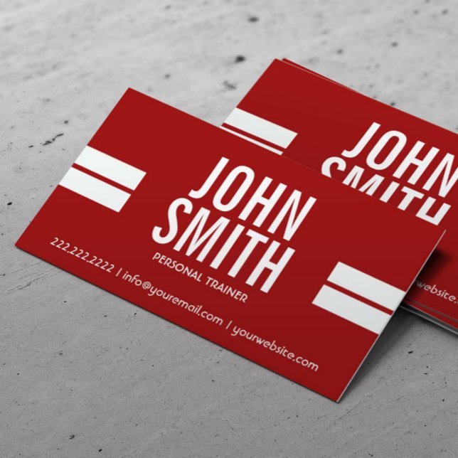 Fitness Personal Trainer Bold Sport Stripes Red Business Card (Creator Uploaded)