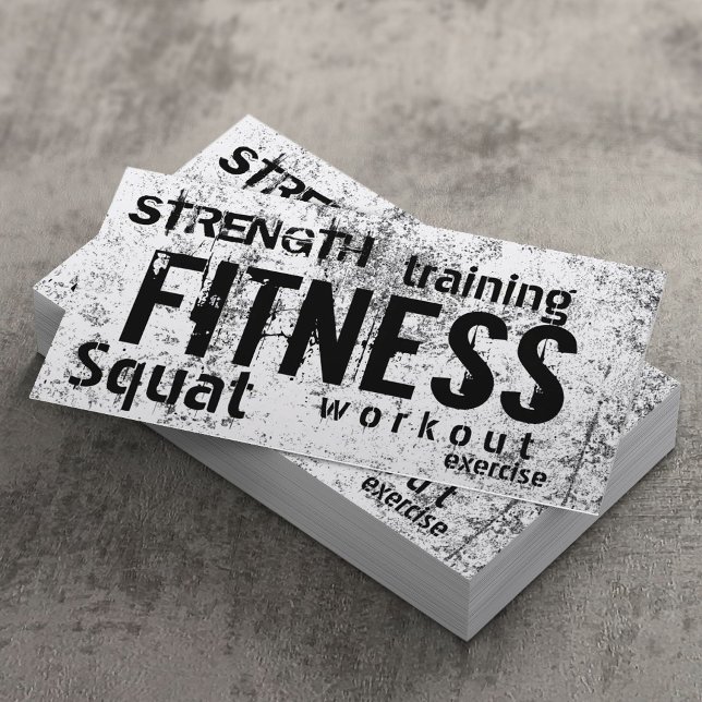 Fitness Personal Trainer Cool Grunge Professional Business Card (Creator Uploaded)